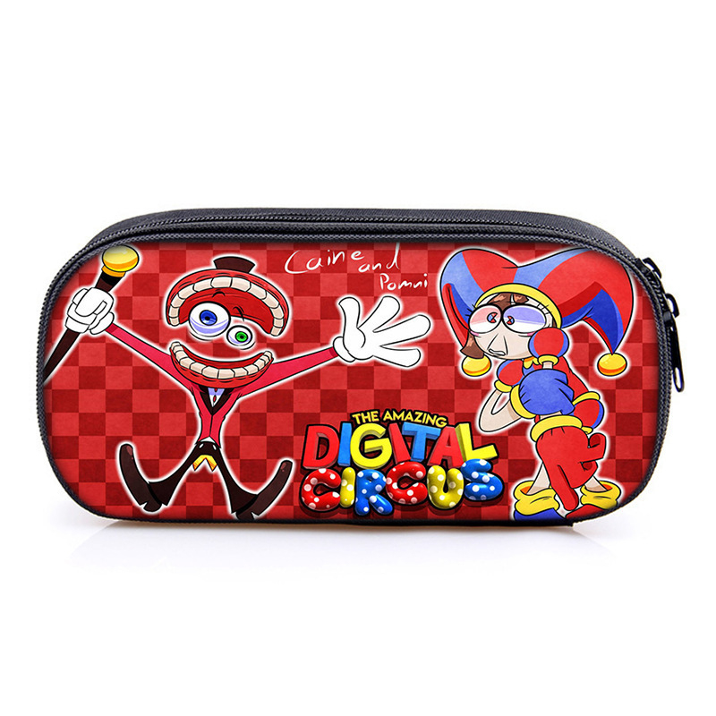 Несесер за моливи с отделения – Oxford материал, универсален за ученици, голям капацитет, тематика магически дигитален цирк, без IP лицензия