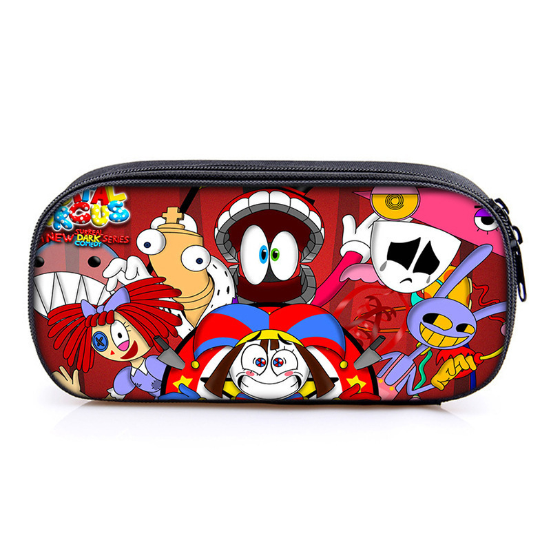 Несесер за моливи с отделения – Oxford материал, универсален за ученици, голям капацитет, тематика магически дигитален цирк, без IP лицензия