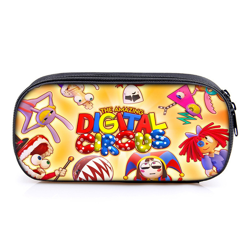 Несесер за моливи с отделения – Oxford материал, универсален за ученици, голям капацитет, тематика магически дигитален цирк, без IP лицензия