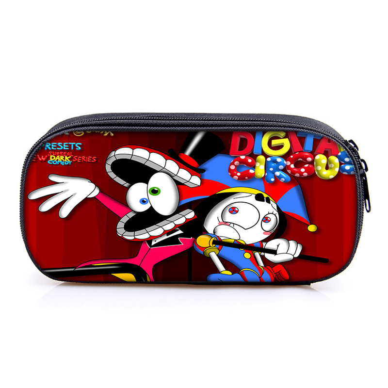 Несесер за моливи с отделения – Oxford материал, универсален за ученици, голям капацитет, тематика магически дигитален цирк, без IP лицензия