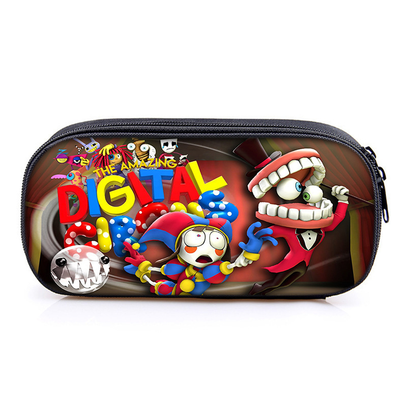 Несесер за моливи с отделения – Oxford материал, универсален за ученици, голям капацитет, тематика магически дигитален цирк, без IP лицензия