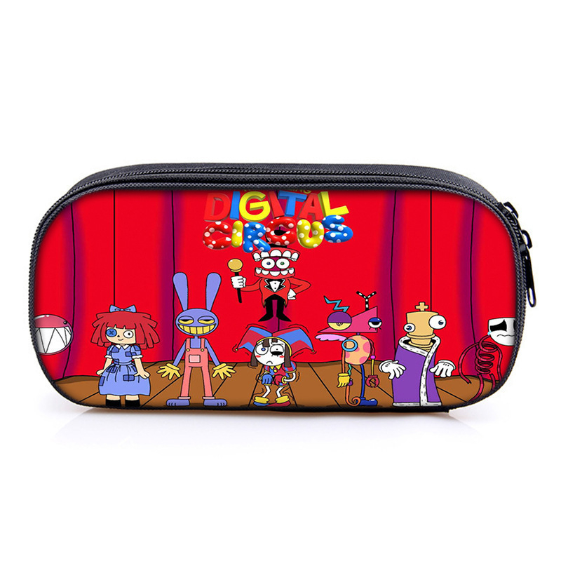 Несесер за моливи с отделения – Oxford материал, универсален за ученици, голям капацитет, тематика магически дигитален цирк, без IP лицензия