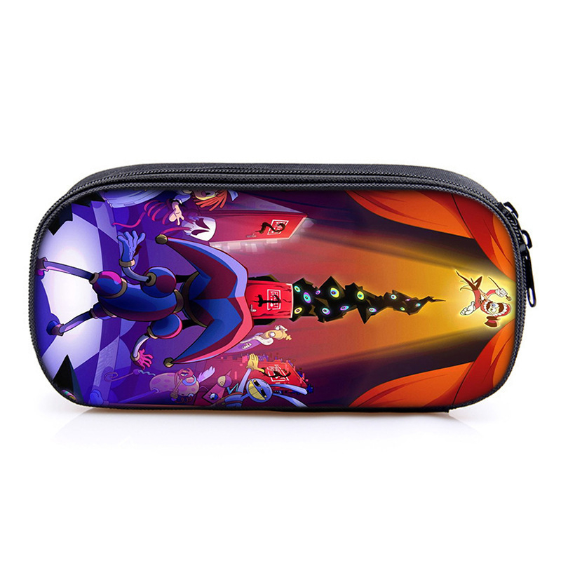 Несесер за моливи с отделения – Oxford материал, универсален за ученици, голям капацитет, тематика магически дигитален цирк, без IP лицензия