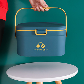 Φορητή θήκη φαρμάκων με δύο διαμερίσματα, πλαστικό χερούλι, δυνατότητα εκτύπωσης λογότυπου