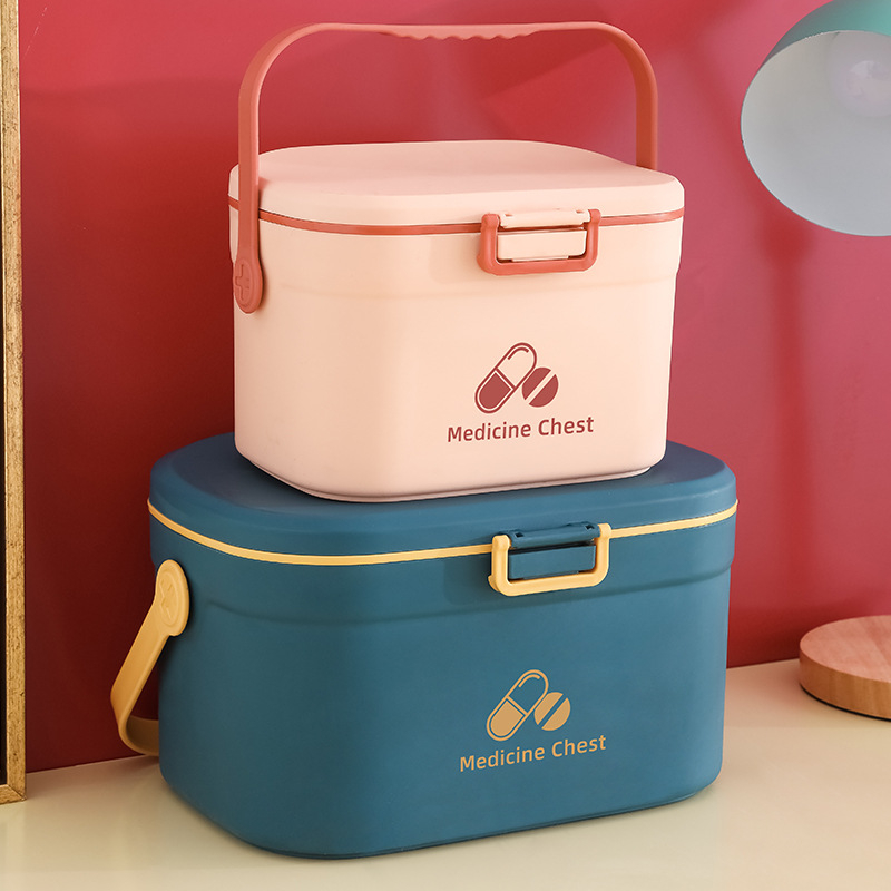 Φορητή θήκη φαρμάκων με δύο διαμερίσματα, πλαστικό χερούλι, δυνατότητα εκτύπωσης λογότυπου