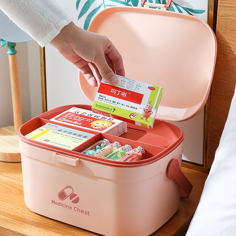 Портативна аптечна кутия с две отделения, пластмасов модел с дръжка, материал: пластмаса, възможност за печат на лого