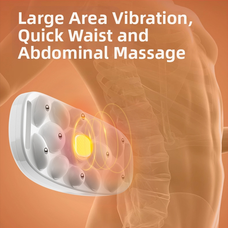 Коремен масажор с вибрация и топлинен компрес, безжично зареждане, управление с бутони, магнитен масаж
