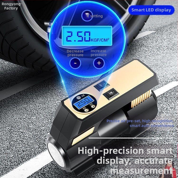 Elektriskā riepu pumpa - augsta spiediena, pārnēsājama, automobiļa uzstādāma, viencilindru, ar manometru (<80W)