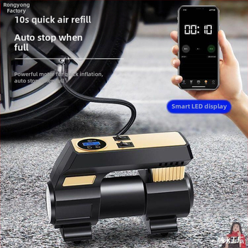 Elektriskā riepu pumpa - augsta spiediena, pārnēsājama, automobiļa uzstādāma, viencilindru, ar manometru (<80W)