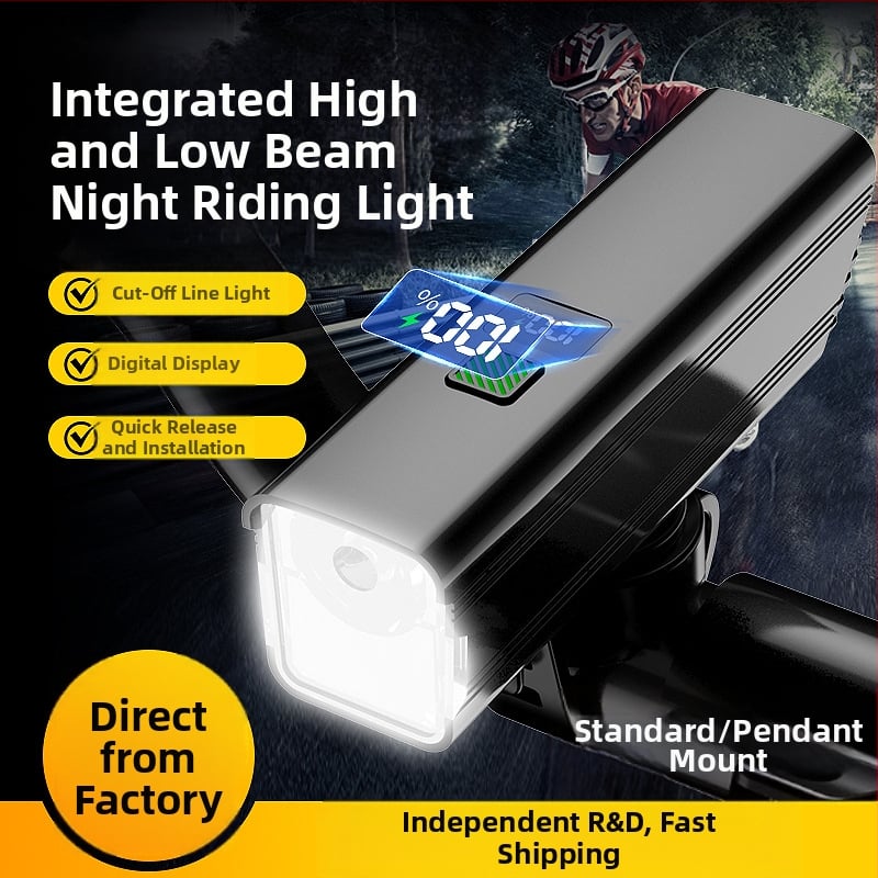 Prednja svjetiljka za noćnu vožnju na biciklu – 10W LED, baterija 3000–4500 mAh, napajanje baterijom, domet do 50 m, uključeno punjač