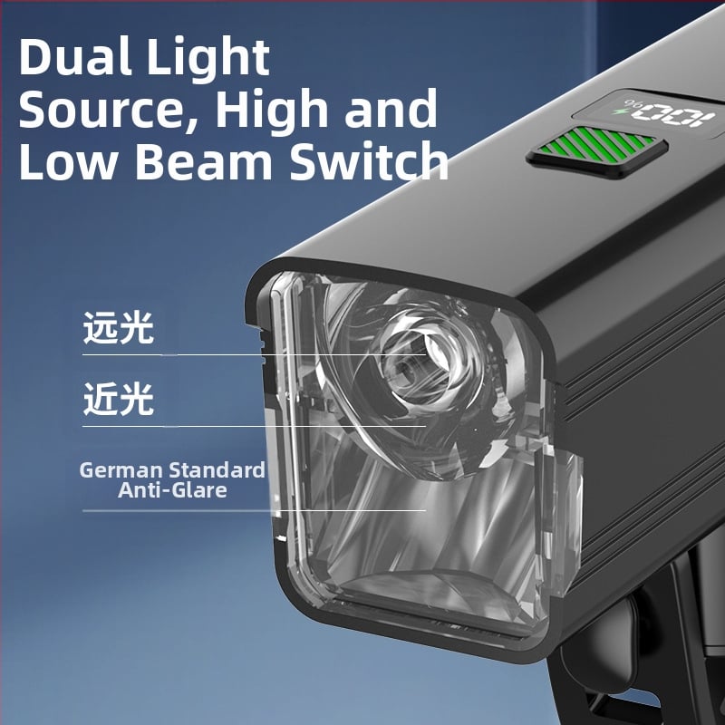 Светлина за предна част на велосипед за нощно каране – 10W LED, батерия 3000–4500 mAh, захранвана с батерия, обхват до 50 м, зарядно включено