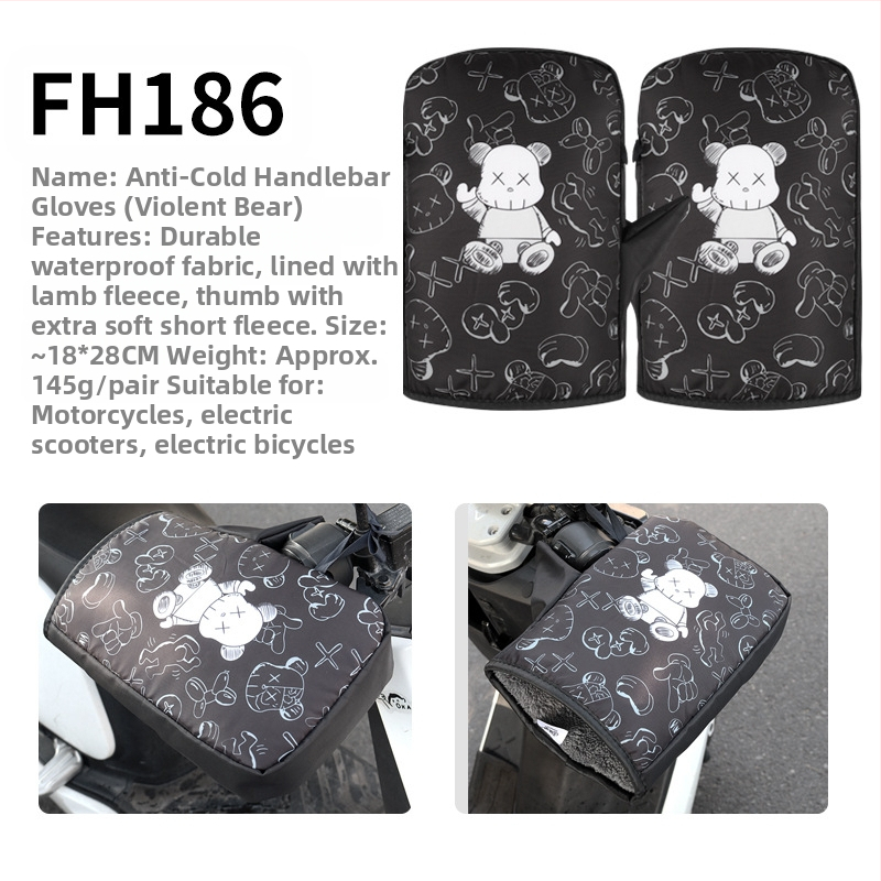 Naidun bao Zimné rukavice na riadidlá pre elektrické vozidlá, nepremokavé a teplé