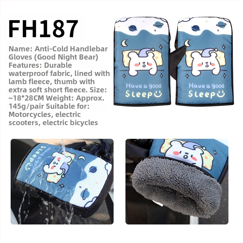 Naidun bao Zimné rukavice na riadidlá pre elektrické vozidlá, nepremokavé a teplé