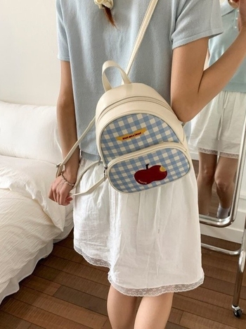 Σακίδιο πλάτης με μοτίβο μήλο, PU υλικό, καμπύλες ιμάντες ώμου, χωρητικότητα 20-35 L, επένδυση πολυεστέρα