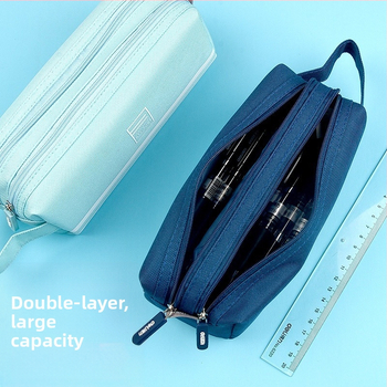 Deli θήκη μολυβιών από καμβά, διπλού επιπέδου, μεγάλη χωρητικότητα, στυλ κορεατικό, για μαθητές