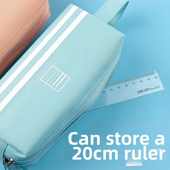 Deli θήκη μολυβιών από καμβά, διπλού επιπέδου, μεγάλη χωρητικότητα, στυλ κορεατικό, για μαθητές