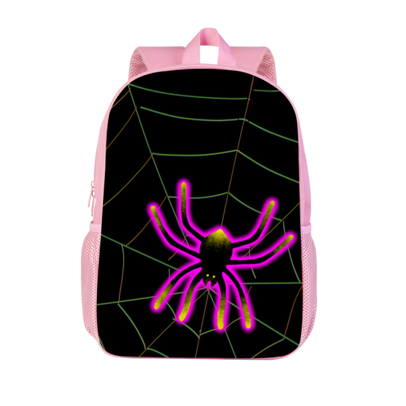 Училищна раница с 3D принт на паяк, ултралека полиестерна раница за училище, презрамки с въздушна подложка, намаляване на натоварването, подходяща за първи–втори клас