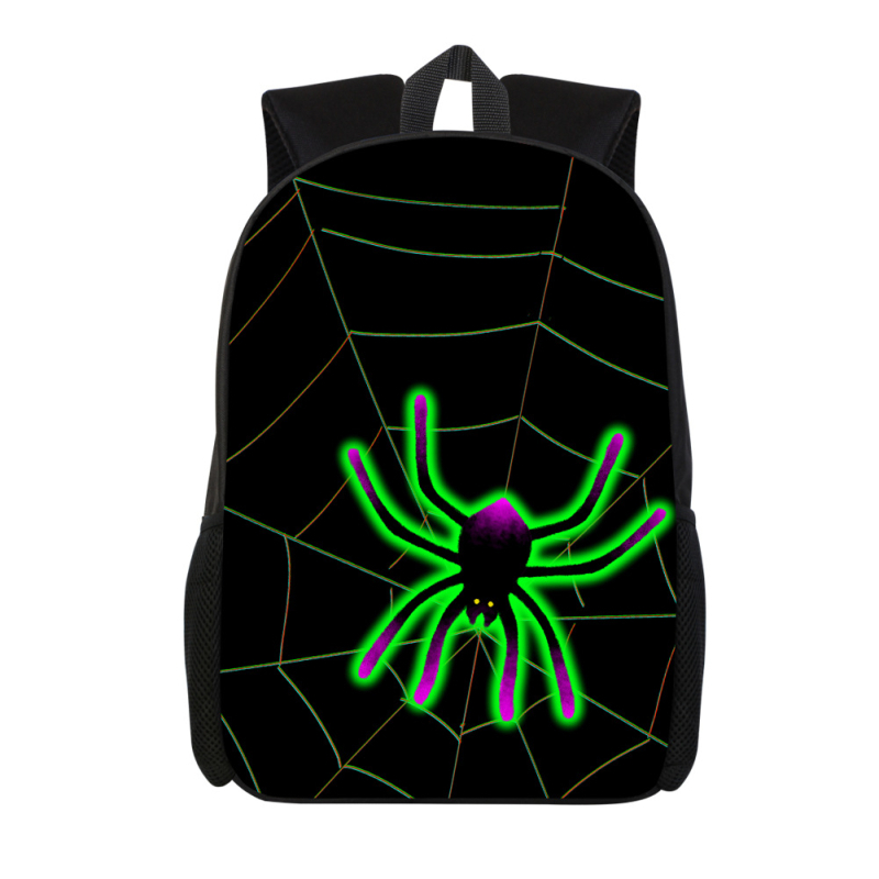 Училищна раница с 3D принт на паяк, ултралека полиестерна раница за училище, презрамки с въздушна подложка, намаляване на натоварването, подходяща за първи–втори клас