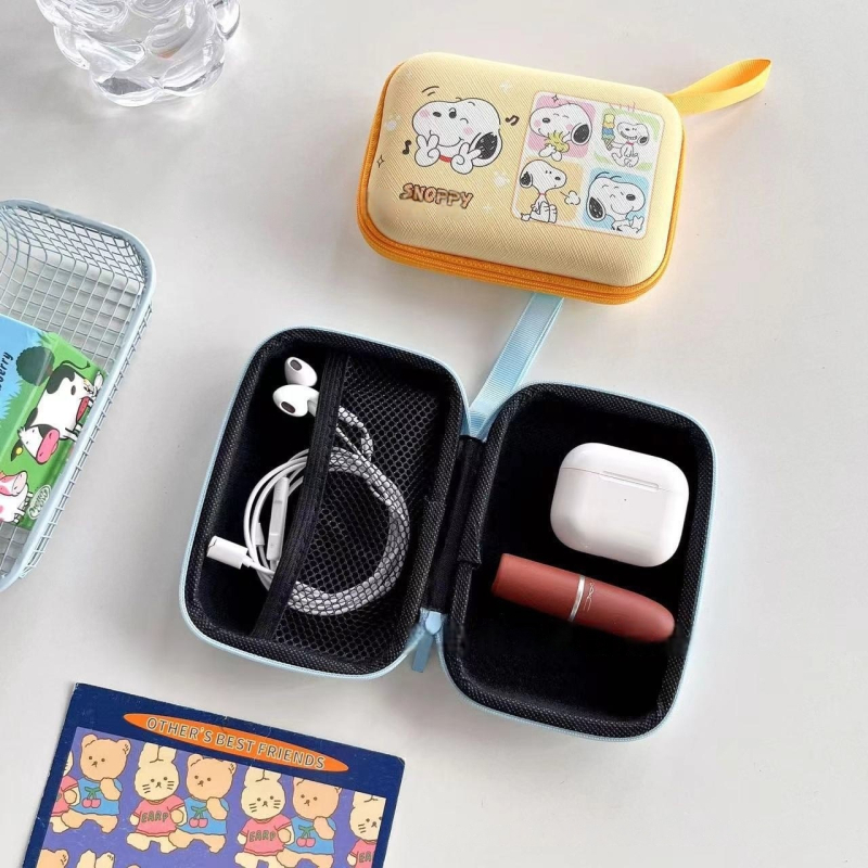 Adatkábel és töltő tároló táska, kézitáska-stílusú EVA tok, többfunkciós, modell s28618-B