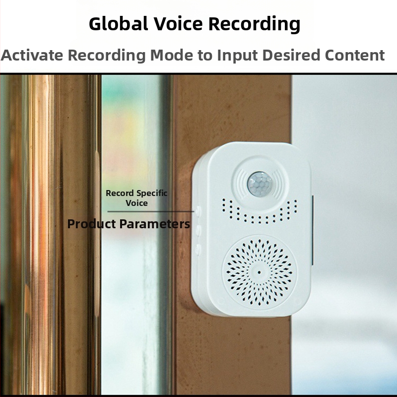 Смарт звънец за врата с гласово известяване, Hua ke, модел 199, захранване с три сухи батерии, 5V, индукционен звънец