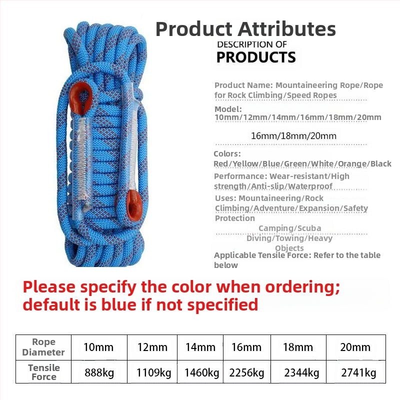 Nailona drošības kāpšanas aukla – šoka absorbēšana, ārēji kalnu pārgājieni, dažādi garumi