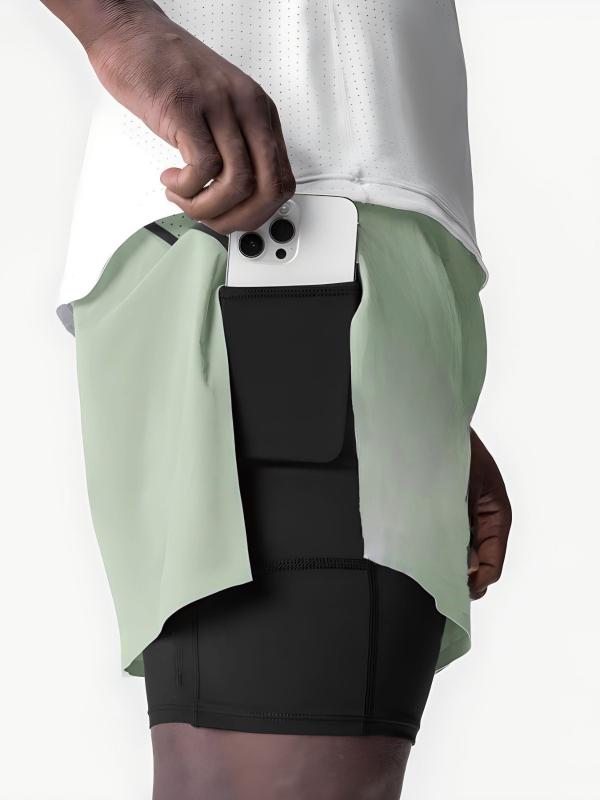 Ανδρικά σορτς γυμναστικής – γρήγορο στέγνωμα, διαπνοή, με επένδυση, μεσαία μέση, πολυεστέρας 95%