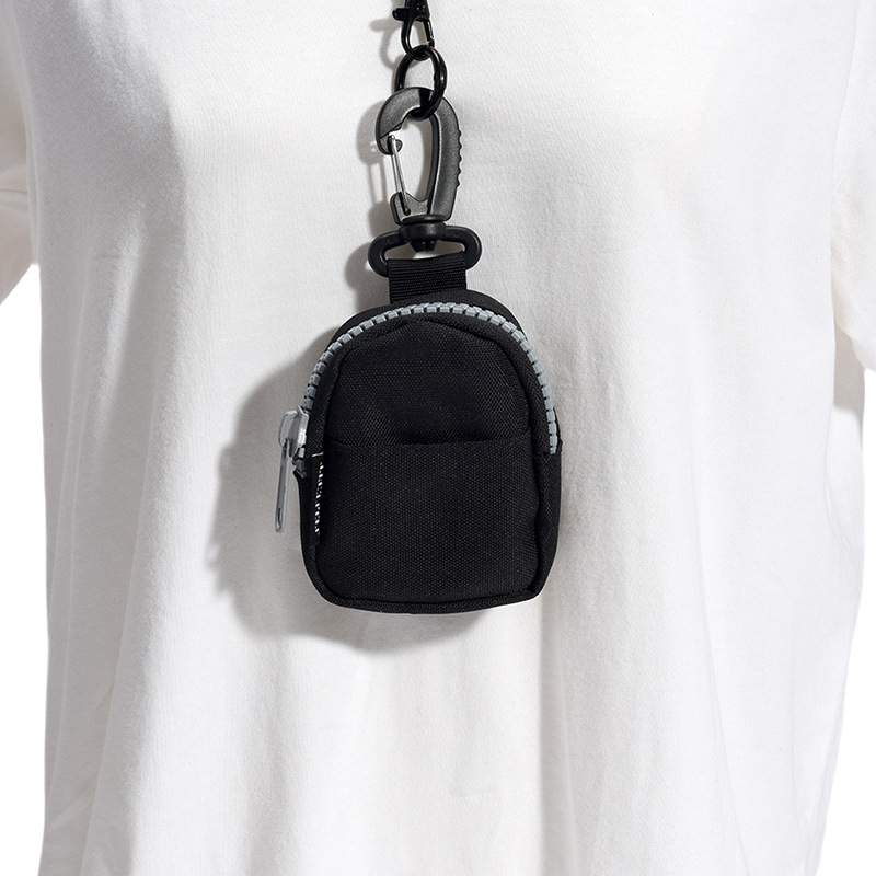 Oxfordo audinio mini piniginė su kortelių laikikliu ir raktų saugykla, vientisa, poliesterio įdėklas, kasdieniam naudojimui