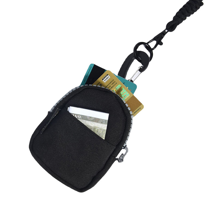 Oxfordo audinio mini piniginė su kortelių laikikliu ir raktų saugykla, vientisa, poliesterio įdėklas, kasdieniam naudojimui