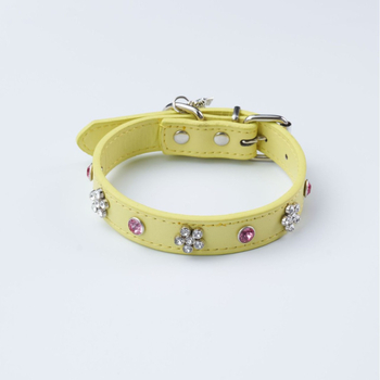 Κολάρο σκύλου από PU δέρμα με στρας, στυλ πριγκίπισσας, μονόχρωμο