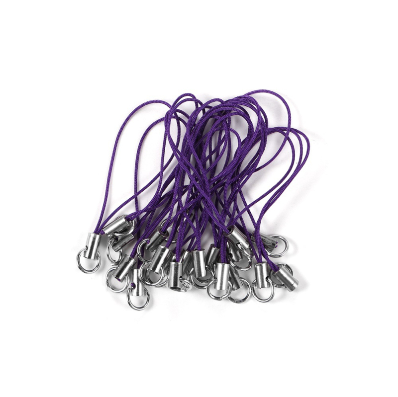 Mobiltelefon-nyakpánt, szövött poliészter, nylon zsinór, fém medál