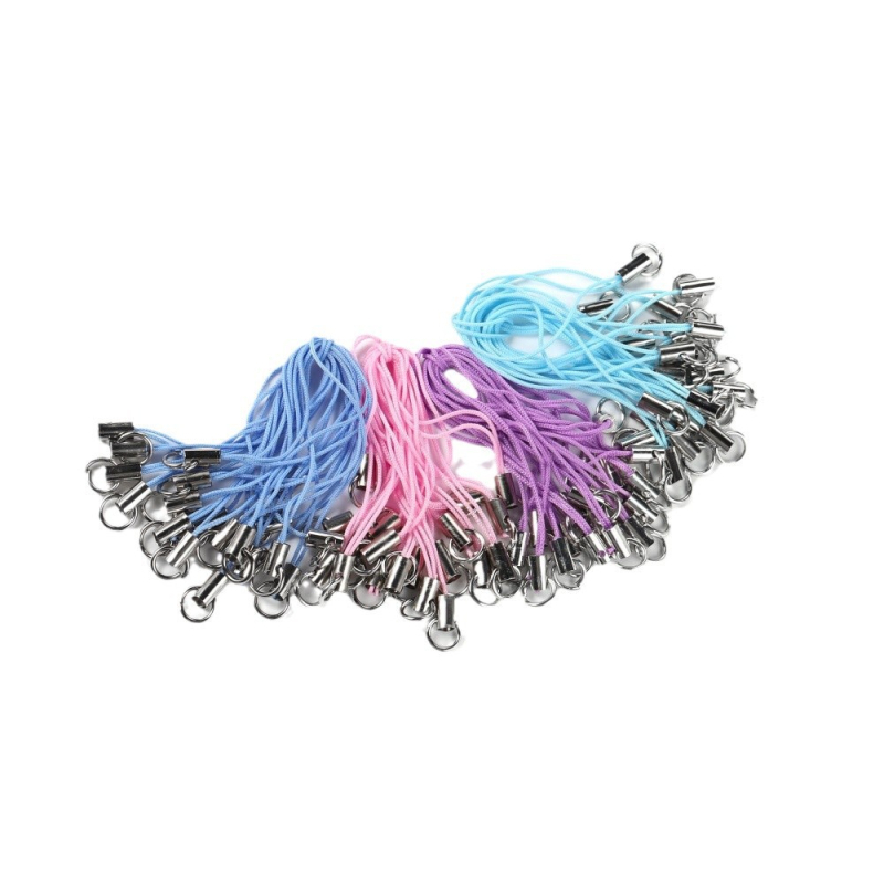 Mobiltelefon-nyakpánt, szövött poliészter, nylon zsinór, fém medál