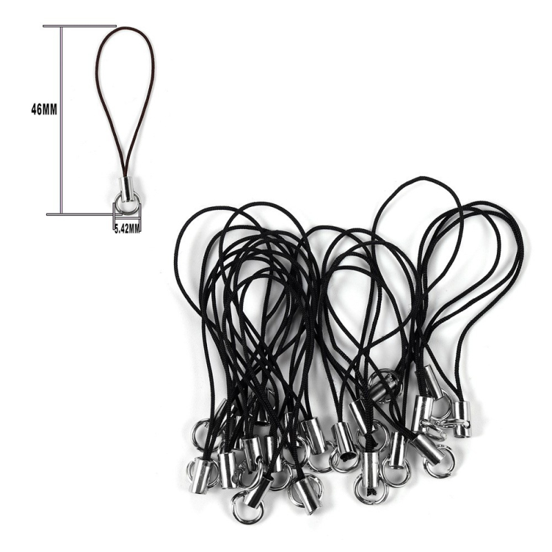 Mobiltelefon-nyakpánt, szövött poliészter, nylon zsinór, fém medál