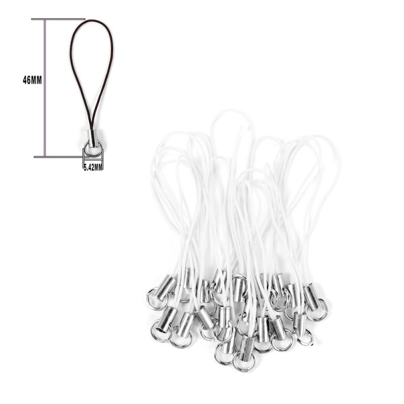 Mobiltelefon-nyakpánt, szövött poliészter, nylon zsinór, fém medál