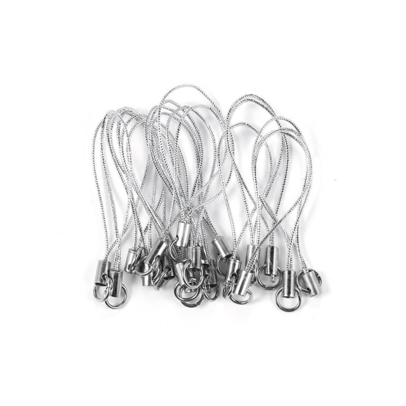 Mobiltelefon-nyakpánt, szövött poliészter, nylon zsinór, fém medál