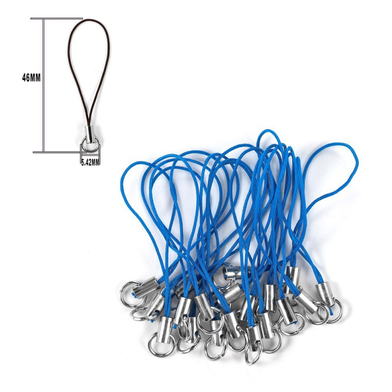 Mobiltelefon-nyakpánt, szövött poliészter, nylon zsinór, fém medál