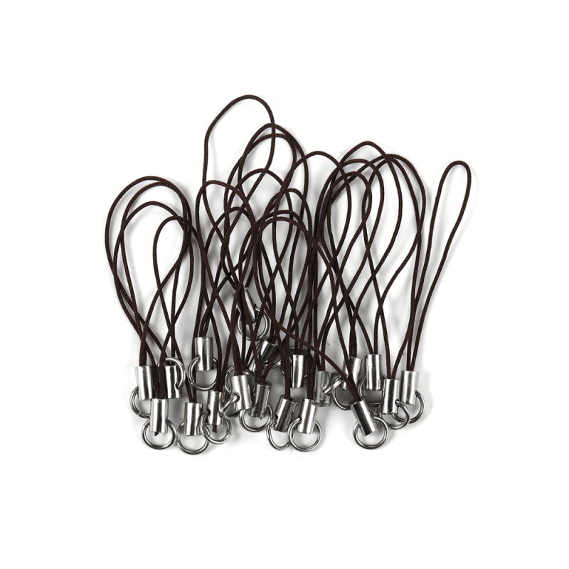 Mobiltelefon-nyakpánt, szövött poliészter, nylon zsinór, fém medál