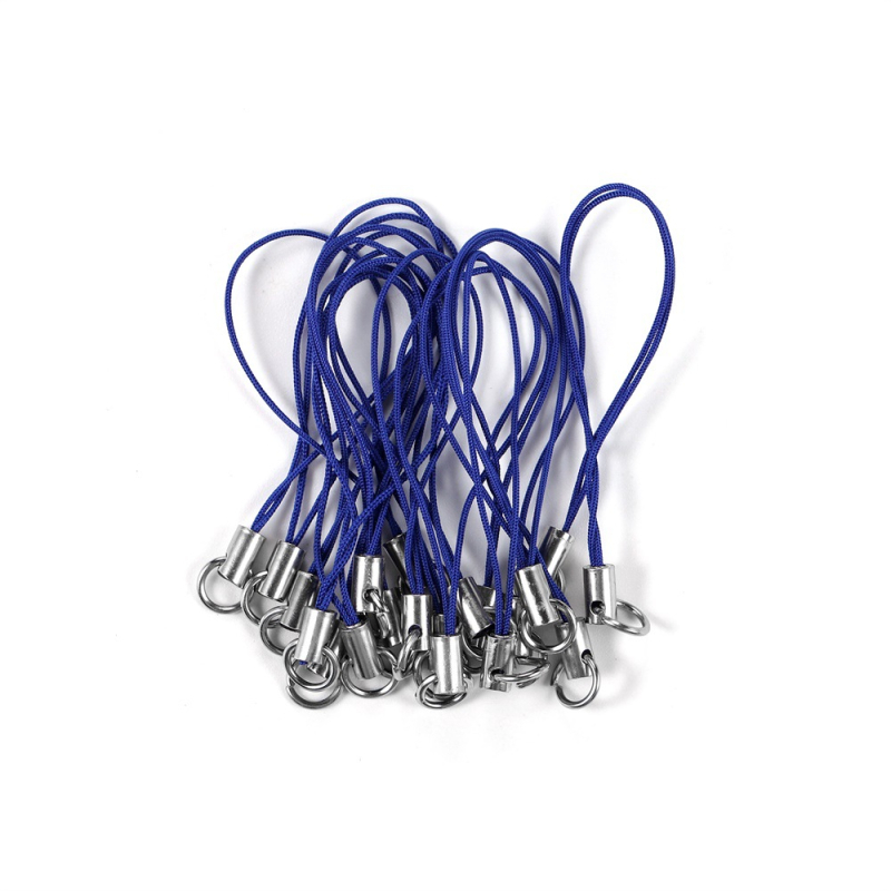 Mobiltelefon-nyakpánt, szövött poliészter, nylon zsinór, fém medál