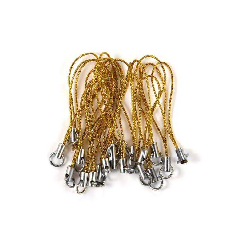 Mobiltelefon-nyakpánt, szövött poliészter, nylon zsinór, fém medál