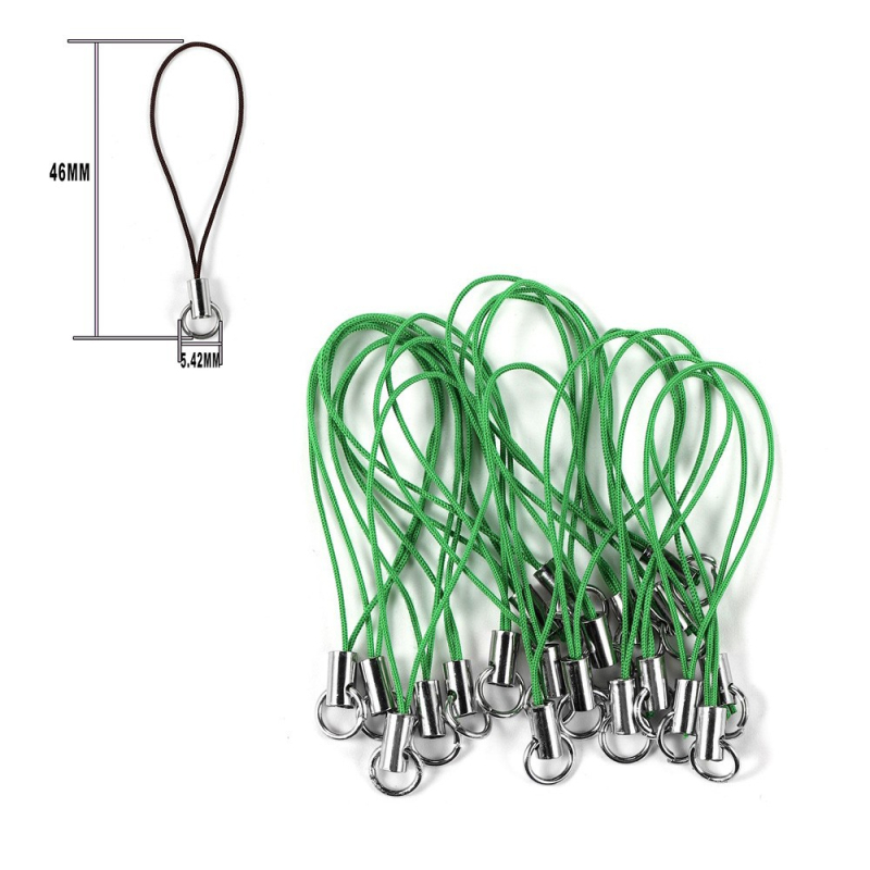 Mobiltelefon-nyakpánt, szövött poliészter, nylon zsinór, fém medál