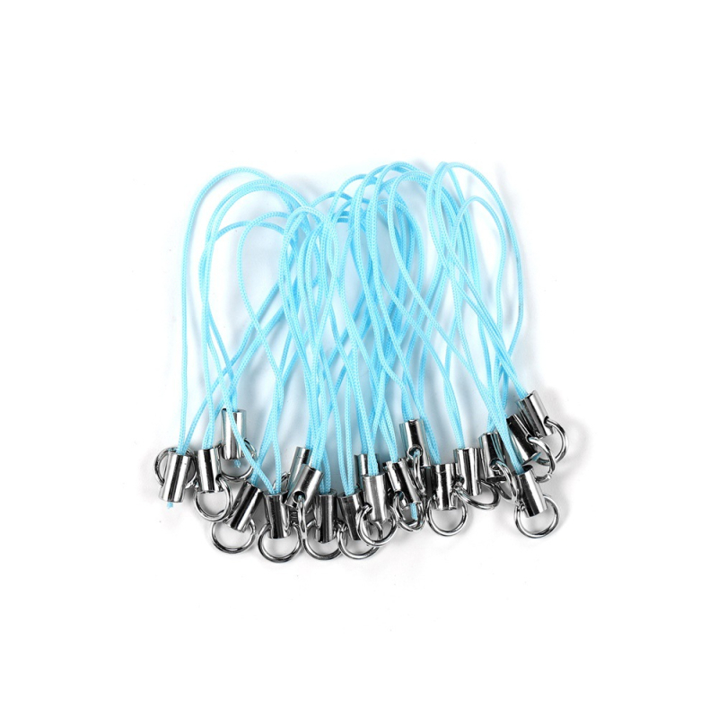 Mobiltelefon-nyakpánt, szövött poliészter, nylon zsinór, fém medál