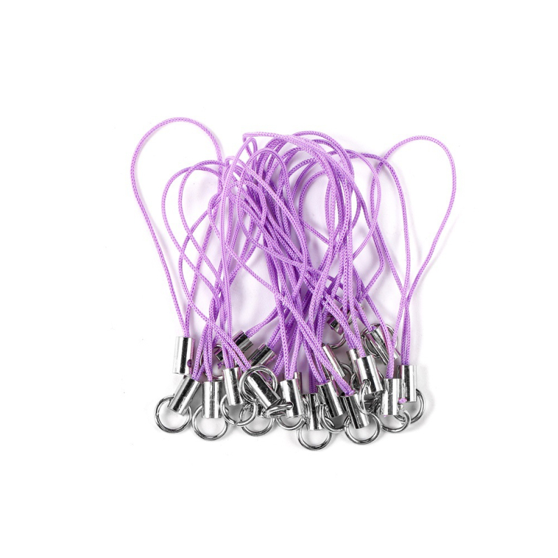 Mobiltelefon-nyakpánt, szövött poliészter, nylon zsinór, fém medál