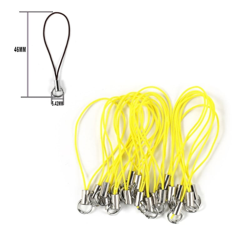 Mobiltelefon-nyakpánt, szövött poliészter, nylon zsinór, fém medál