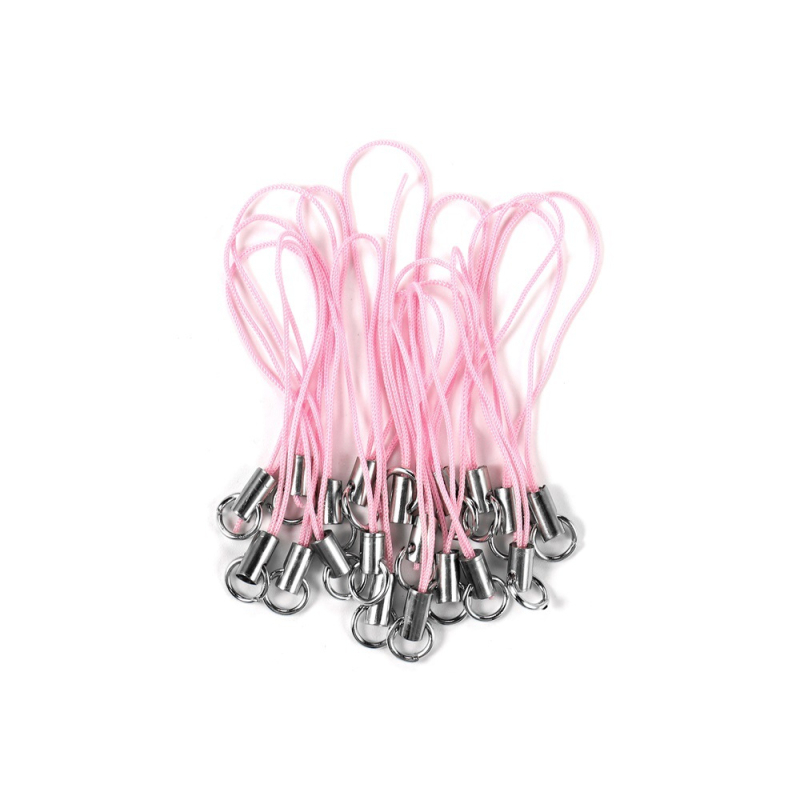 Mobiltelefon-nyakpánt, szövött poliészter, nylon zsinór, fém medál