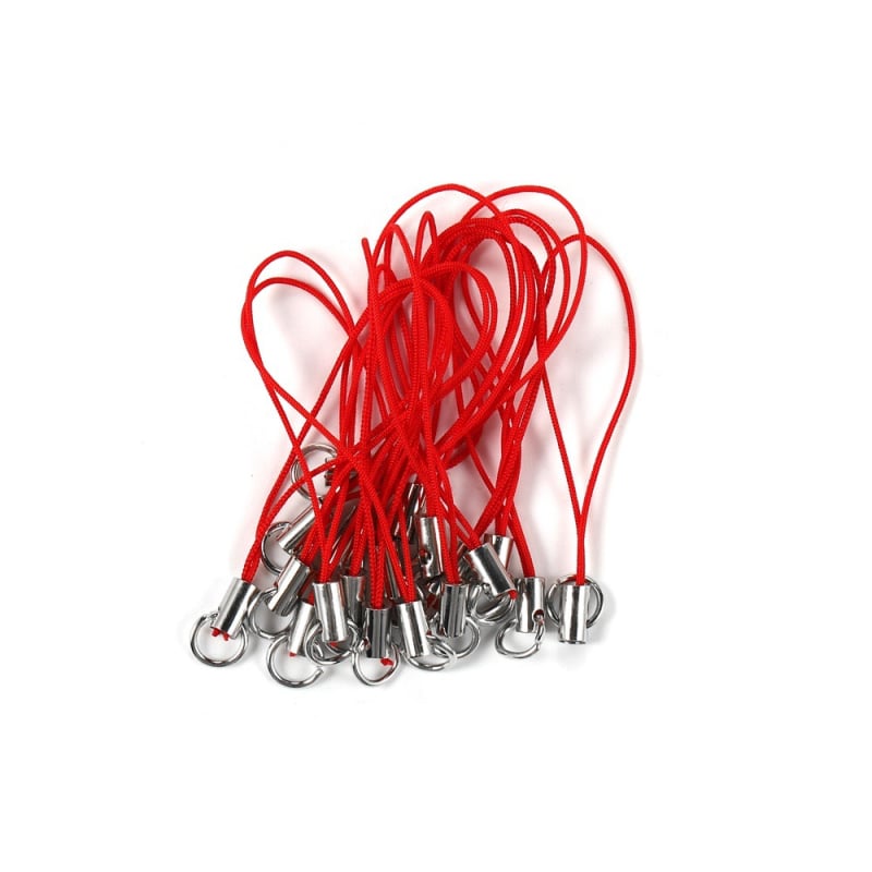 Mobiltelefon-nyakpánt, szövött poliészter, nylon zsinór, fém medál