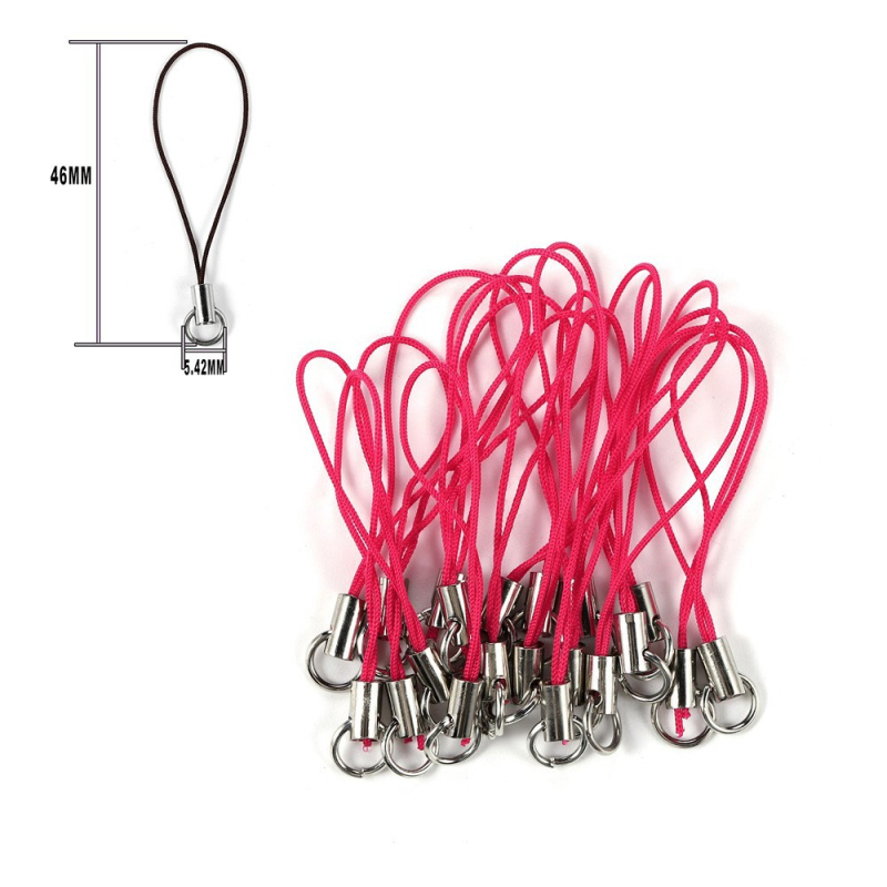 Mobiltelefon-nyakpánt, szövött poliészter, nylon zsinór, fém medál