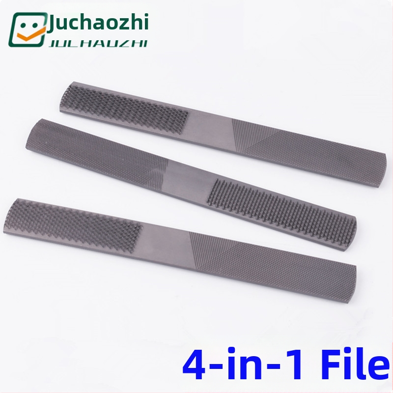 Дърводелски файл четири в едно, стоманен, плосък профил, двойна шарка, за дърводелство