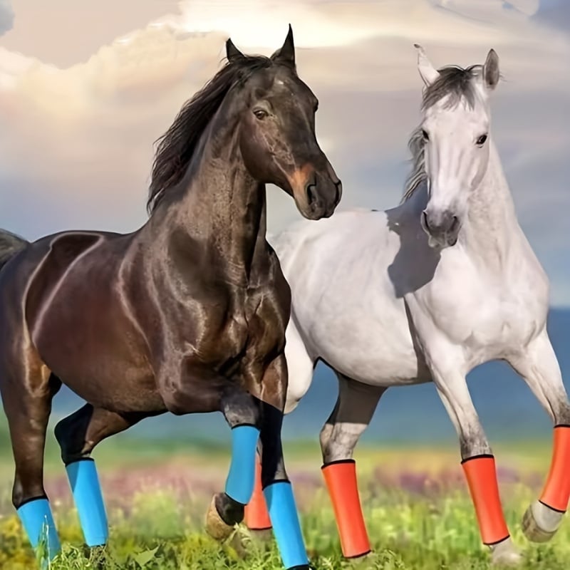 Защитно покритие за крак на кон при травма със мрежест материал и противоударна лента