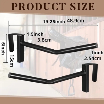 Φορητή κρεμάστρα για σέλα, μεταλλικός τοίχος-στήριγμα για στάβλο ή πόρτα, 1-επίπεδη αποθήκευση για σέλα και μαξιλαράκι