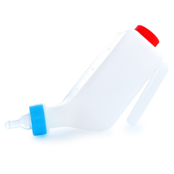 Μπιμπερό γάλακτος για αρνιά από παχύ πλαστικό, με θηλή και διπλό καπάκι