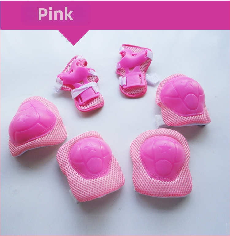 Vaikų apsauginis komplektas riedučiams — delno, riešo, alkūnės, žasto ir kelio apsaugos; poliesterio pluoštas, PE korpusas, tinklelis audinys